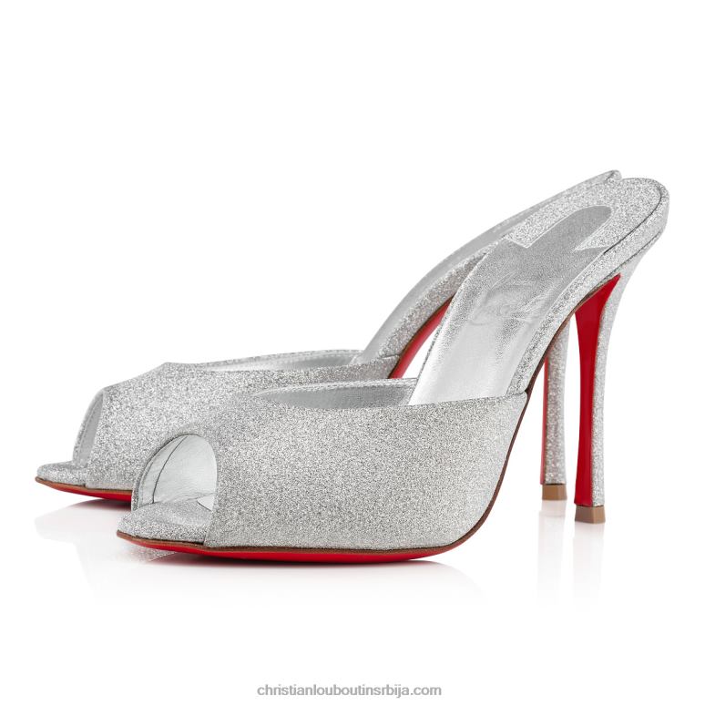 Christian Louboutin ме долли мазге 100 мм - светлуцава телећа кожа - сребрна V0H0P619 Жене