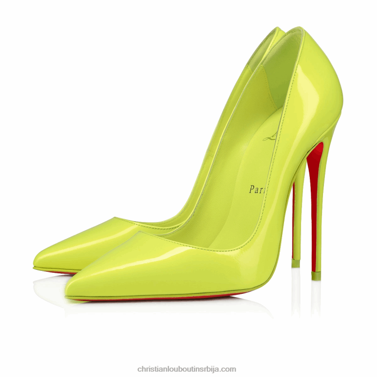 Christian Louboutin со кате 120 мм пумпе - бисерна лакирана кожа - флуо жута V0H0P72 Жене